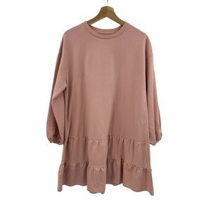 Mud Pie Pink Cotton Long Sleeve Flared Dress